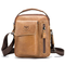 Bullcaptain Genuine Leather Business Messenger Bag  Vintage Crossbody Bag For Men - Yellow & Brown