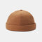 Skull Caps Female Fashion Letters Embroidered Brimless Hats - Camel