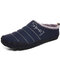 Men Waterproof Cloth Non Slip Warm Lining Outdoor Casual Slippers - Blue