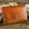 Men Genuine Leather Retro Wallet Purse - Brown