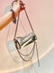 Bright Lacquer Stylish Exquisite Hardware Quality Hook Shoulder Bag - Silver