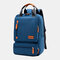 Canvas Solid Large Capacity Outdoor Computer Bag Backpack - Navy Blue