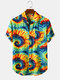 Mens Designer Visual Abstract Tie Dye Printed Holiday Shirts - Navy Blue