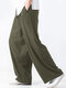 Mens Cotton Solid Baggy Elastic Waist Casual Wide Leg Pants - Green