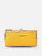 Bolsa feminina couro artificial elegante de grande capacidade com vários slots para cartão Design - Amarelo