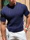 Mens Solid Short Sleeve Knit T-shirt - Blue