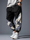 Uomo etnico geometrico Modello Jogger patchwork con coulisse ampia Pantaloni Inverno - Nero