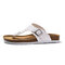 Men Casual Snake Veins Soft Cork Sole Light Weight Clip Toe Slippers - White