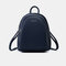 Women Casual Solid Large Capacity Backpack - Blue