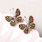 Fashion 18K Gold Earrings Butterfly Stud Earrings Colorful Rhinestones Cute Earrings Gift for Women  - Colorful
