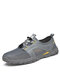 Men Mesh Breathable Walking Shoes Soft Beach Water Shoes - Gray