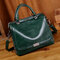 Women Retro Solid Leisure Handbag Faux Leather Crossbody Bag - Green