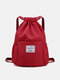 Women Nylon Brief Waterproof Soft Solid Color Backpack - Wine Red