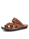 Men Clip Toe Two Ways Wearing Ways Soft Beach Water Sandals - Brown