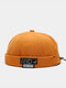 Unisex Cotton Letter Label All-match Drawstring Adjustable Brimless Beanie Landlord Caps Skull Caps - Orange Yellow