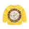 Cartoon Lion Print Girls Long Sleeve Sweatshirt For 1Y-7Y - Yellow
