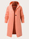 Plus Size Solid Button Knitted Button Hooded Cardigan - Orange