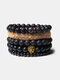 Vintage Bohemia Natural Stone Combination Set Round Bead Men Bracelet - #14