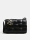 Casual Woven Lattice Pattern Crossbody Bag Faux Leather Solid Color Shoulder Bag - Black