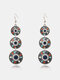 Bohemia Geometric Round Women Earrings Turquoise Drop-Shape Tassel Pendant Earrings Jewelry Gift - #01