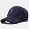 Men's Casual Corduroy Baseball Cap Outdoor Ear Protection Padded Warm Tongue Hat - Blue