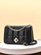 Women Faux Leather Fashion Argyle Chain Square Crossbody Bag - #14