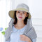 Women Summer Hats With Suncreen Wide Brim Visor Beach Cap  Sun Straw Hat - Grey