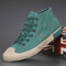 Men Stitching High Top Breathable Canvas Shoes Casual Court Sneakers - Green