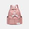 Women Waterproof Butterfly Knot Multi-pocket School Backpack - Pink