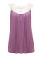 Loose Lace Crochet Patchwork Round Neck Sleeveless Shirt For Women  - Purple