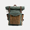 Men Genuine Leather Multi-function Travel Backpack - Blue