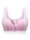 Cotton Wireless Front Button Seniority Young Girl Vest Comfy Bras - Pink