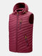 Mens Zip Up Casual Detachable  Drawstring Hooded Padded Gilet Vests - Red