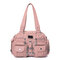 Women Multi-Pocket Casual Crossbody Bag Soild Shoulder Bag  - Pink