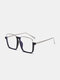 यूनिसेक्स मेटल फुल स्क्वायर फ्रेम पीसी हाफ फ्रेम एंटी-ब्लू लाइट एंटी-यूवी धूप का चश्मा - #07
