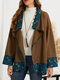 Floral Print Lapel Button Long Sleeve Women Jacket - Maroon