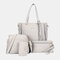 4 PCS Women PU Leather Handbag Tassel Leisure Crossbody Bag Solid Shoulder Bag - Gray