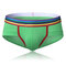 Breathable Colorful Striped Belt Pouch Brief Patchwork Modal Seamless Underwear for Men - Green