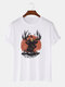 Mens Deer Graphics Short Sleeve Crew Neck 100% Cotton Casual T-Shirt - White