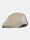 Men Cotton Mesh Breathable Casual Sunshade Beret Flat Hat Forward Hat - Khaki