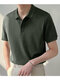 Mens Knitted Rib Pullover Golf Shirt - Green