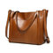 Women Vintage Leather Handbags Retro Shoulder Bag Tote Bag - Brown