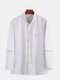 Men Solid Color Multi Pockets Semi-formal Long Sleeve Shirt - White