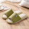 Women House Solid Color Flats Home Slippers - Green