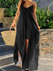 Irregular Straps Solid Color Plus Size Dress - Black