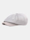 Men Dacron Mesh Solid Color Breathable Simple Casual Octagonal Hat Berets - Light Grey