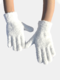 Unisex Coral Fleece Knitted Solid Color Thickened Warmth Full Finger Gloves - White