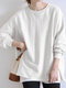 Solid Drop Shoulder Loose Long Sleeve Casual Sweatshirt - White