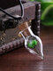 Vintage DIY Dried Flowers Women Necklace Small Daisy Drop-Shaped Drift Bottle Pendant Necklace - Green