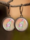 Vintage Glass Gemstone Dangle Earrings Dragonfly Butterfly Pattern Women Pendant Earrings Jewelry - #04